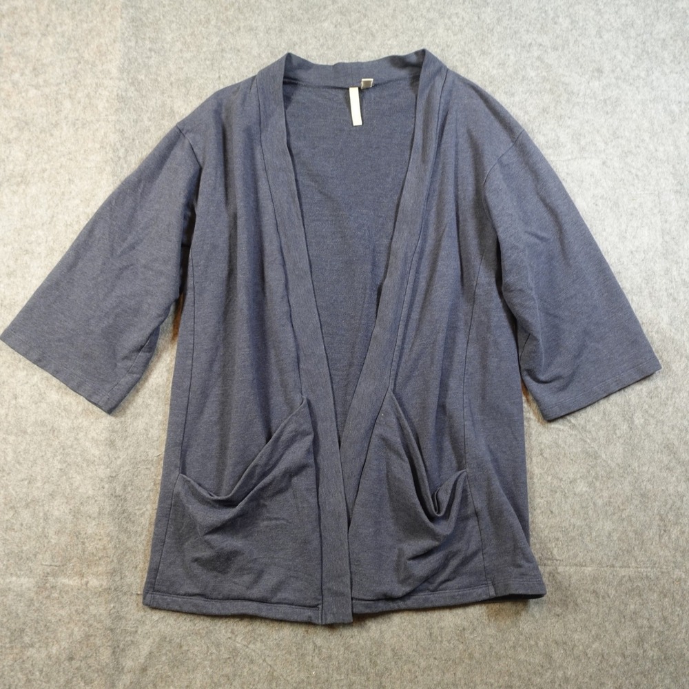 J Jill Sweater Womens Medium Blue Cardigan Open Front Tunic Knit Pocket PureJill
